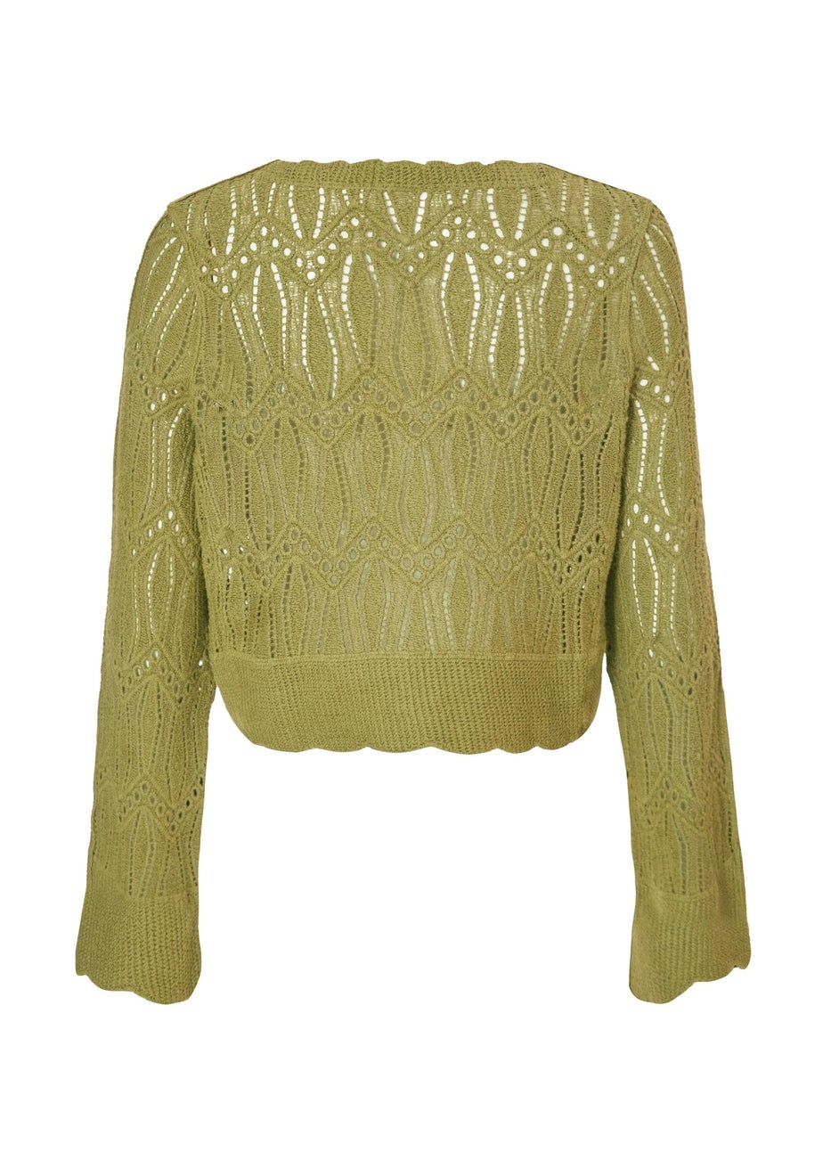 Quiz Khaki Knit Cropped Cardigan