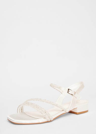 Quiz White Embellished Strappy Sandals