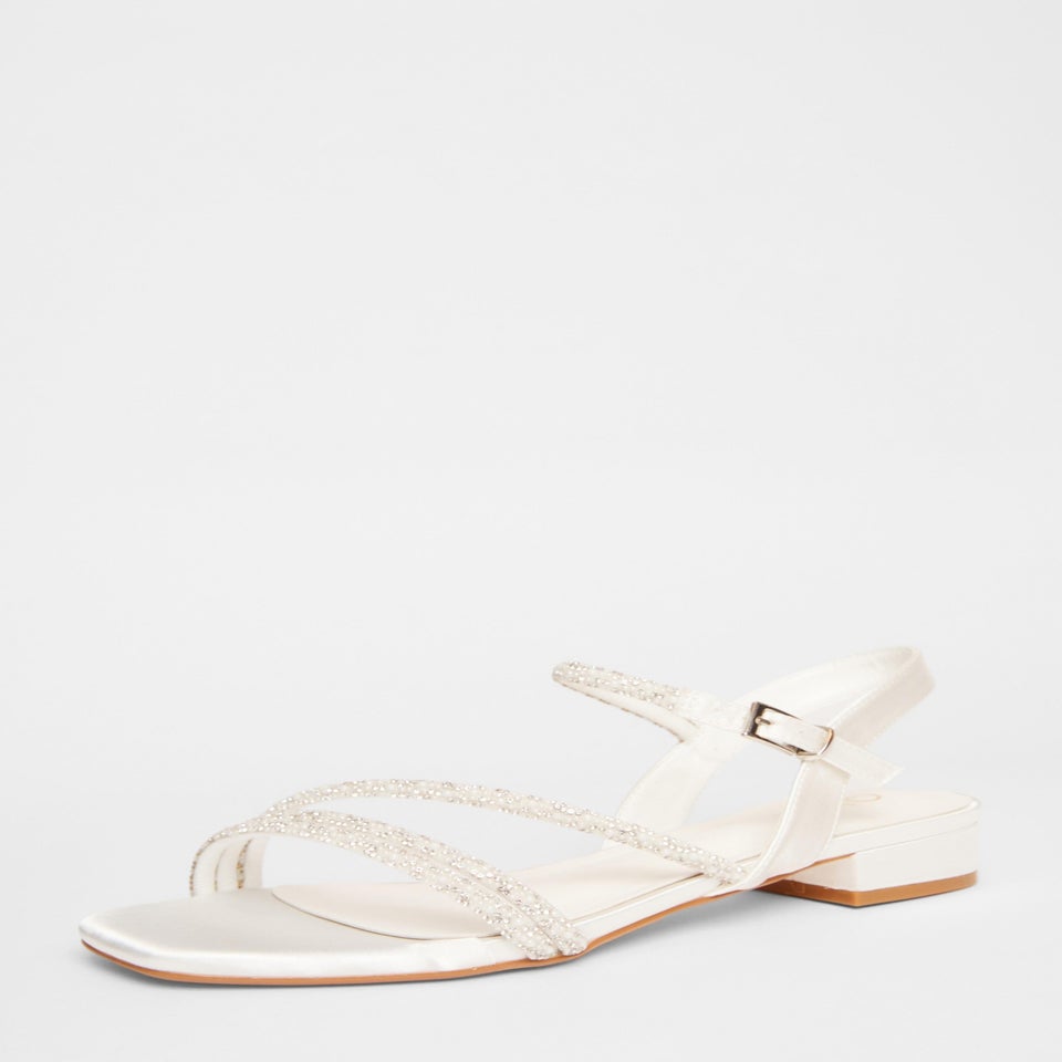 Quiz White Embellished Strappy Sandals