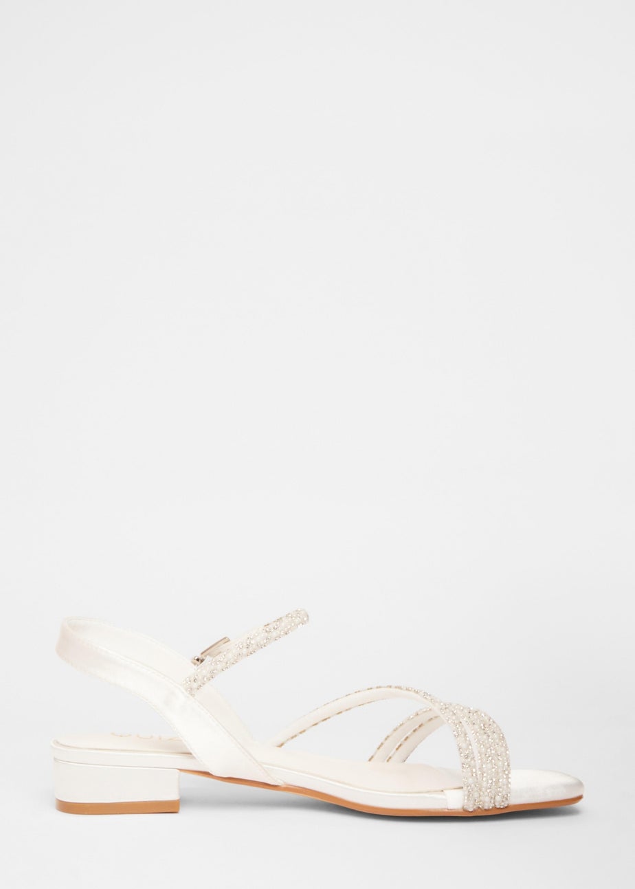Quiz White Embellished Strappy Sandals