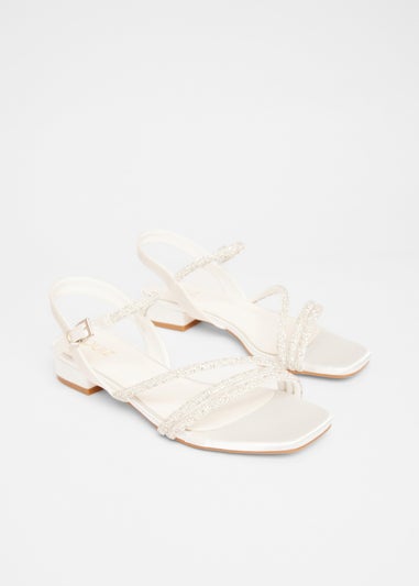 Quiz White Embellished Strappy Sandals