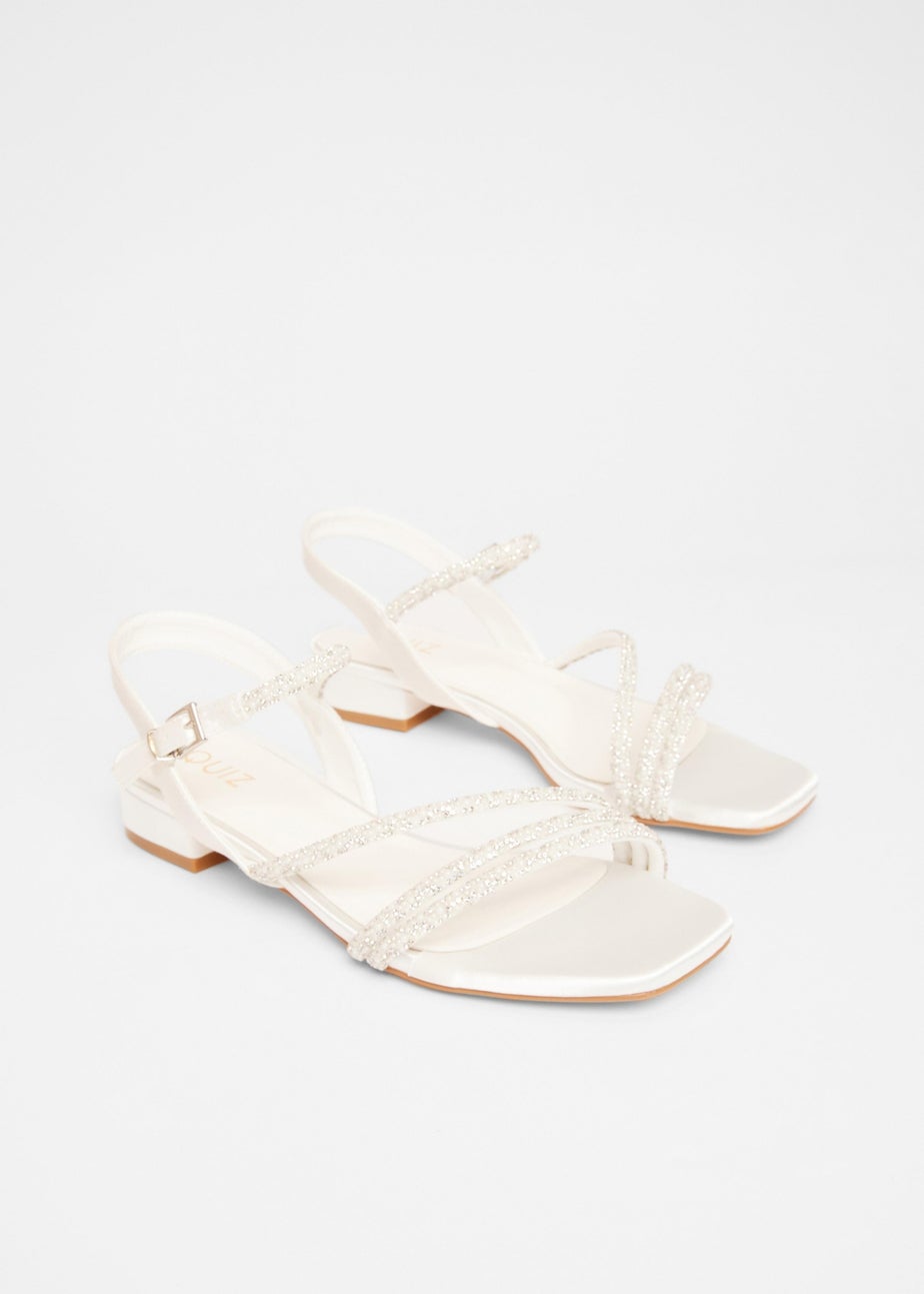 Quiz White Embellished Strappy Sandals