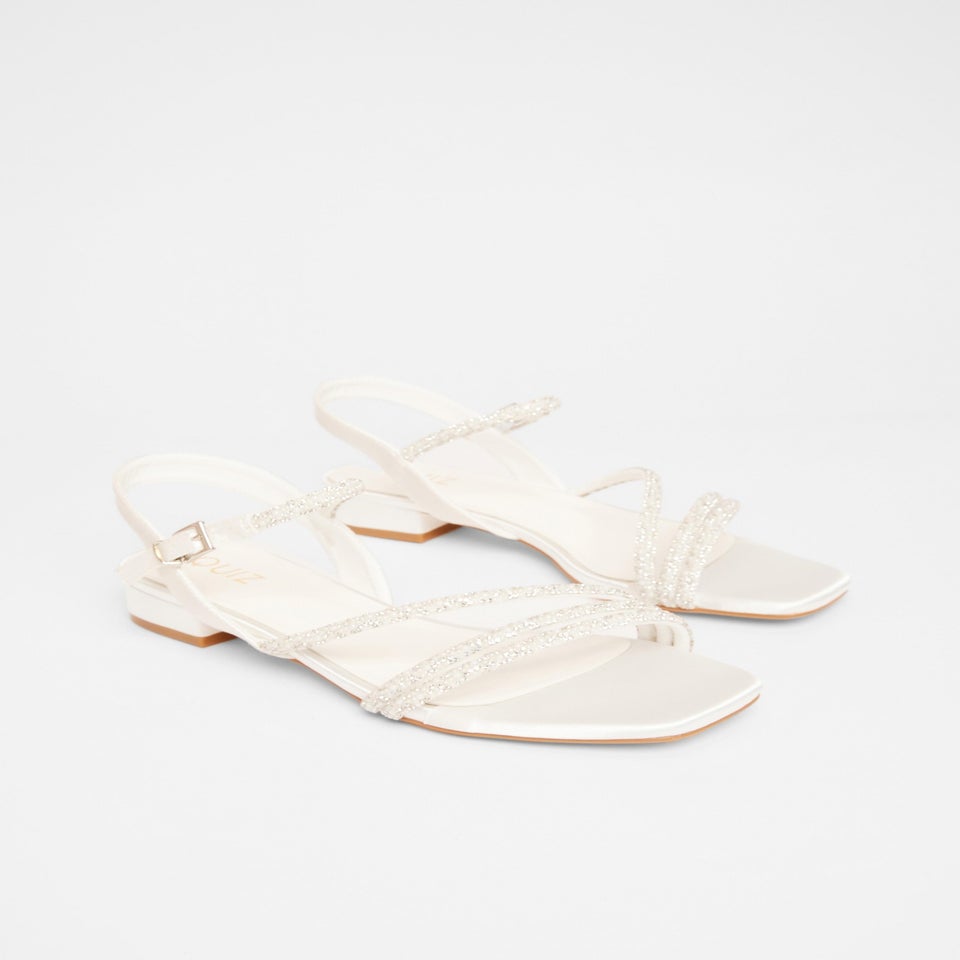 Quiz White Embellished Strappy Sandals