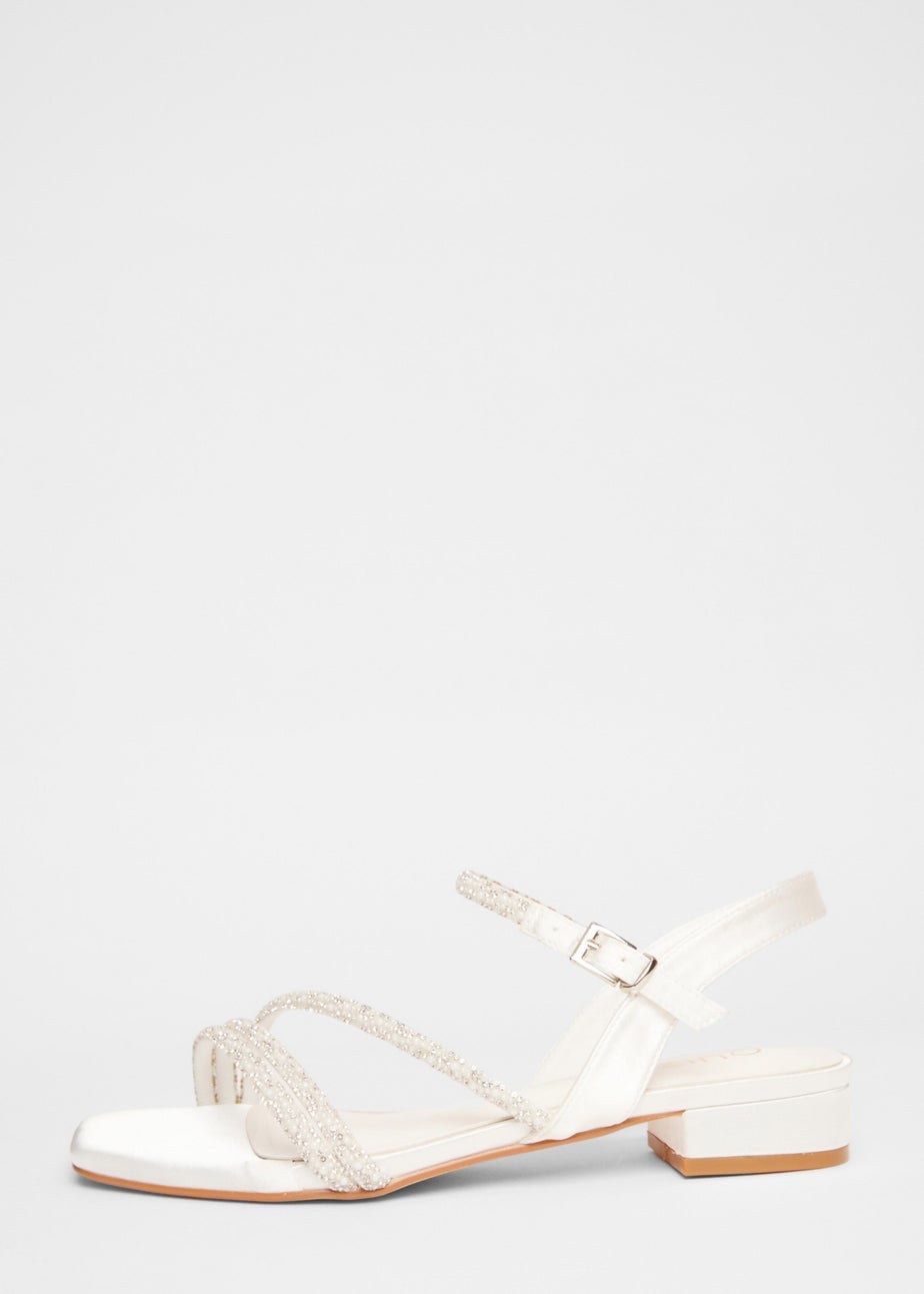 Quiz White Embellished Strappy Sandals