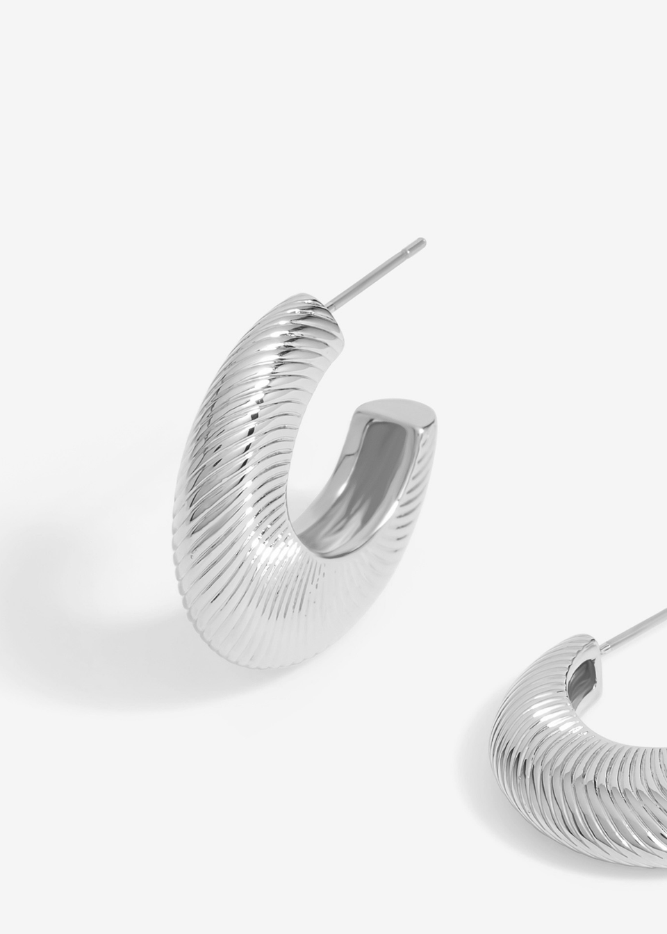 Jon Richard Silver Plated Diamond Cut Hoop Earrings