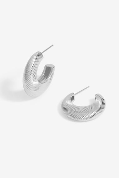 Jon Richard Silver Plated Diamond Cut Hoop Earrings