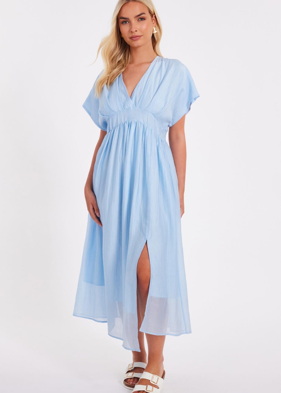 Quiz Blue V Neck Midi Dress