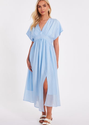 Quiz Blue V Neck Midi Dress