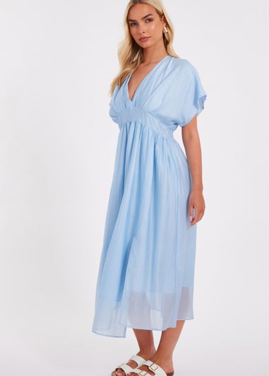 Quiz Blue V Neck Midi Dress