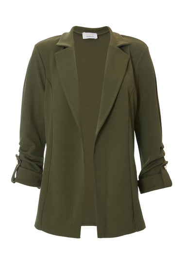 Quiz Khaki Ruched Sleeve Blazer