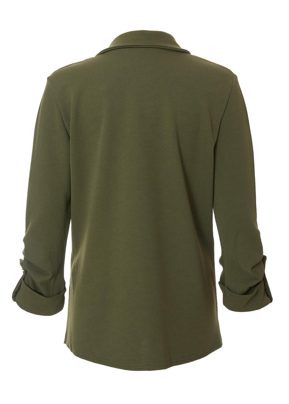 Quiz Khaki Ruched Sleeve Blazer