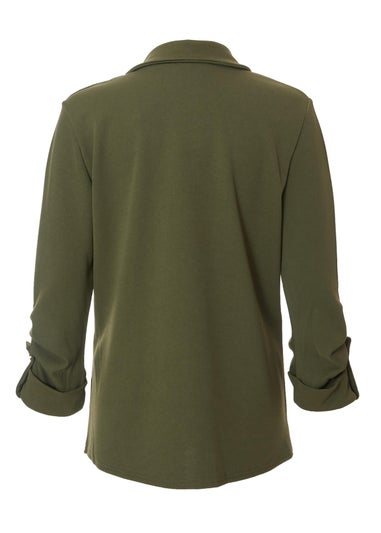 Quiz Khaki Ruched Sleeve Blazer