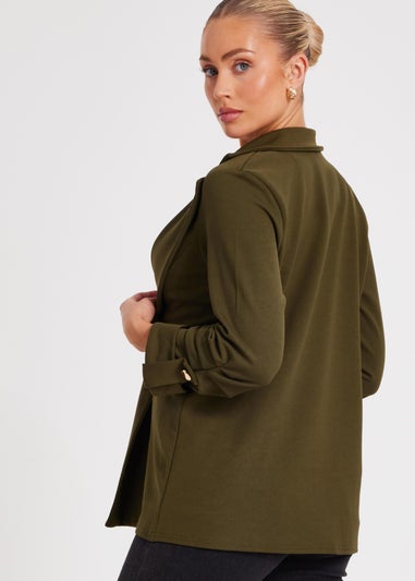 Quiz Khaki Ruched Sleeve Blazer