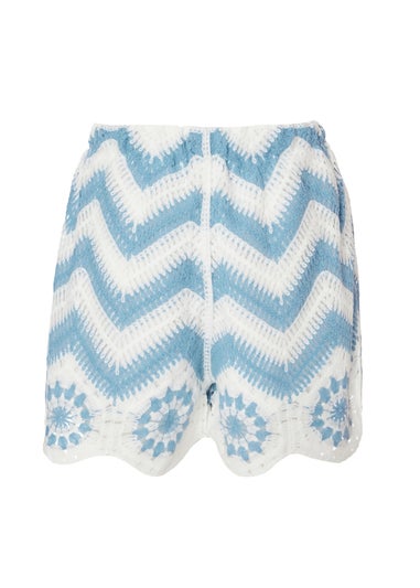 Quiz Blue Crochet Scalloped Shorts