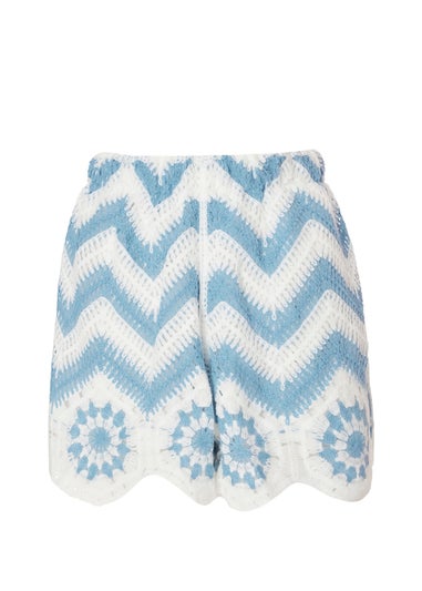 Quiz Blue Crochet Scalloped Shorts