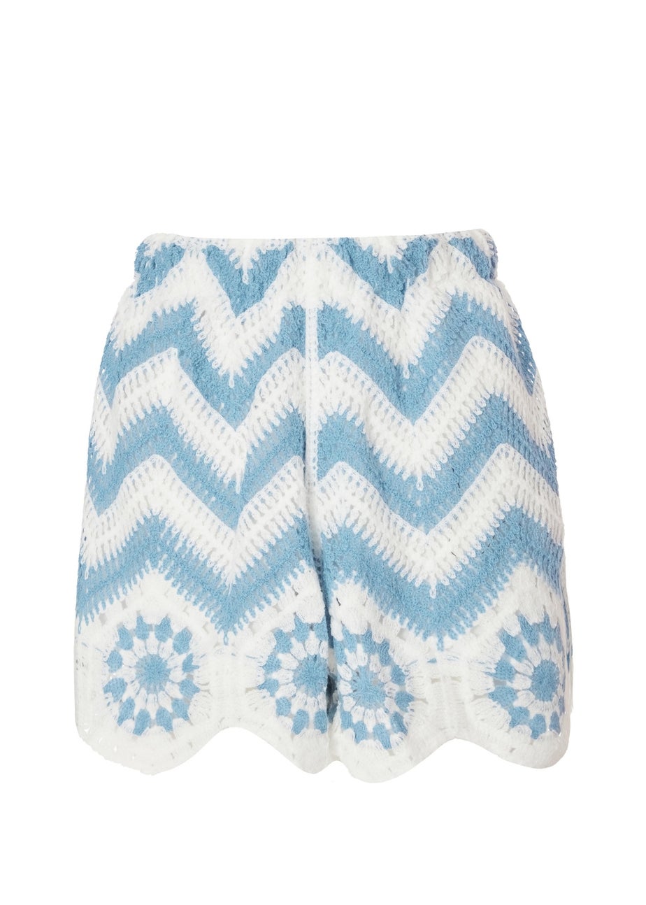 Quiz Blue Crochet Scalloped Shorts