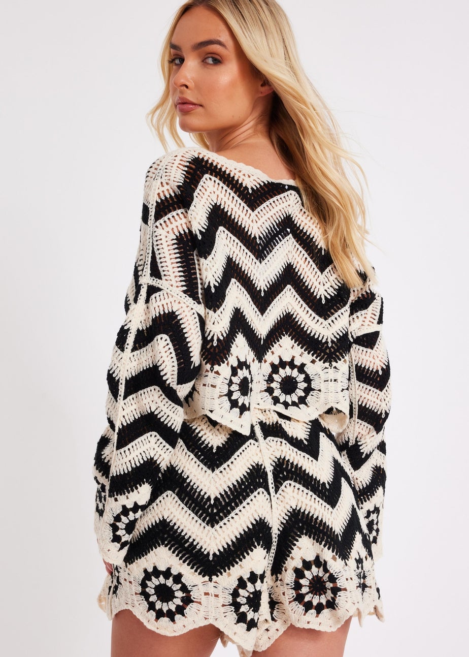 Quiz Black Crochet Scalloped Top