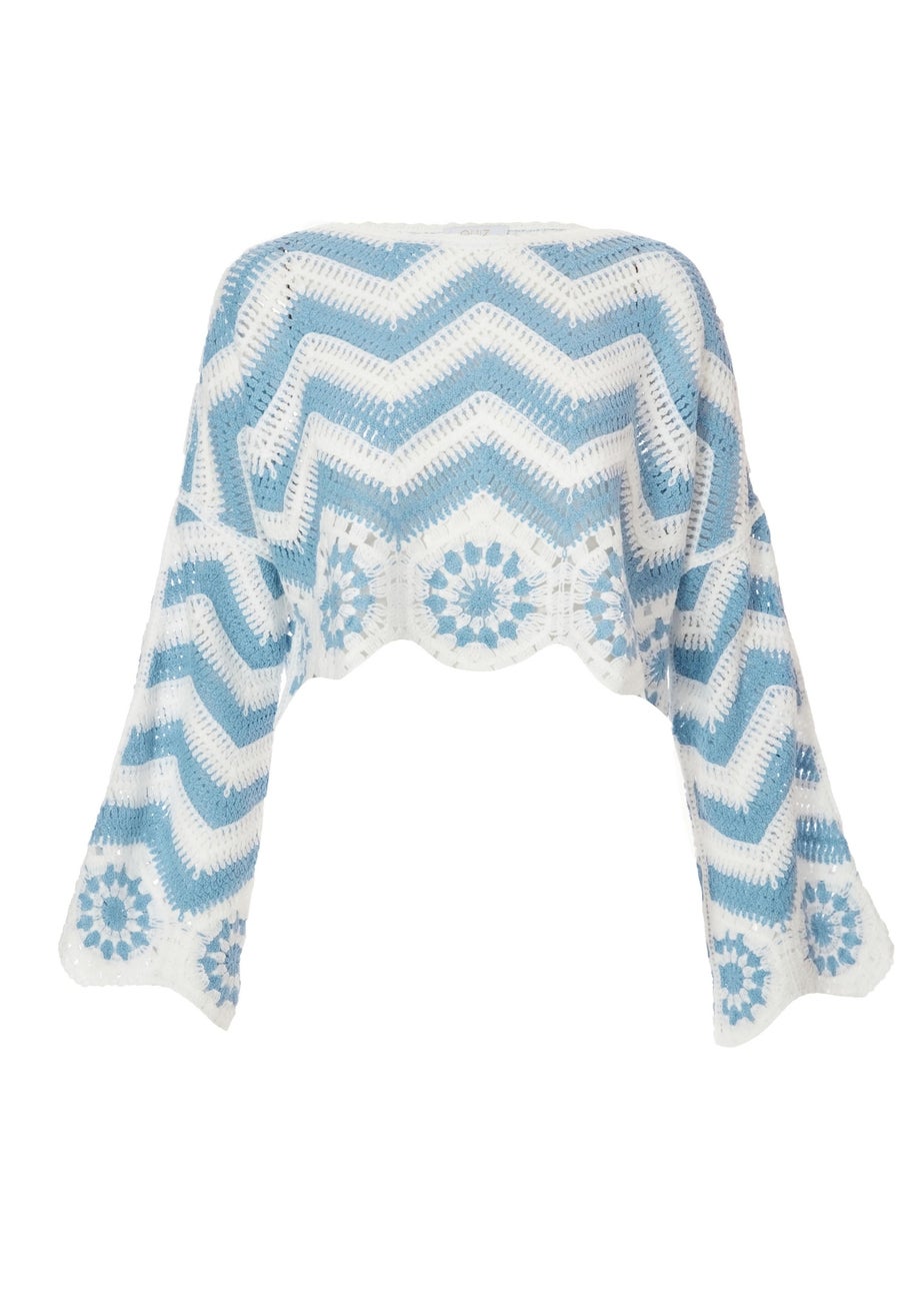Quiz Blue Crochet Scalloped Top