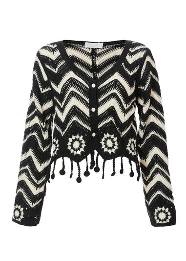 Quiz Black Crochet Knitted Top