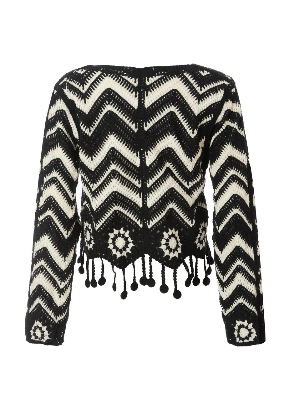 Quiz Black Crochet Knitted Top