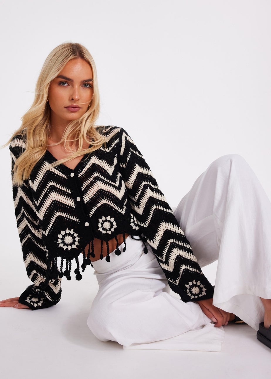 Quiz Black Crochet Knitted Top