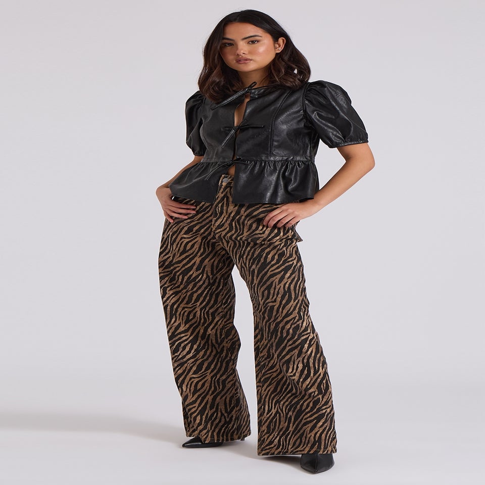Urban Bliss Brown Wide Leg Zebra Jean