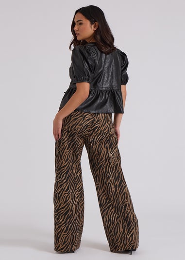 Urban Bliss Brown Wide Leg Zebra Jean