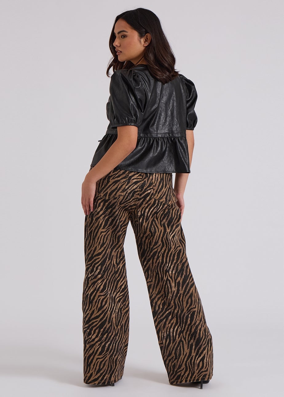 Urban Bliss Brown Wide Leg Zebra Jean
