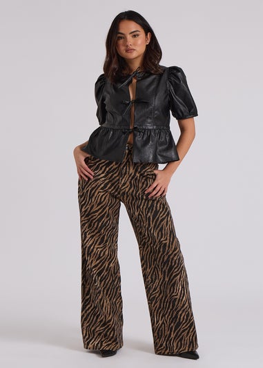 Urban Bliss Brown Wide Leg Zebra Jean