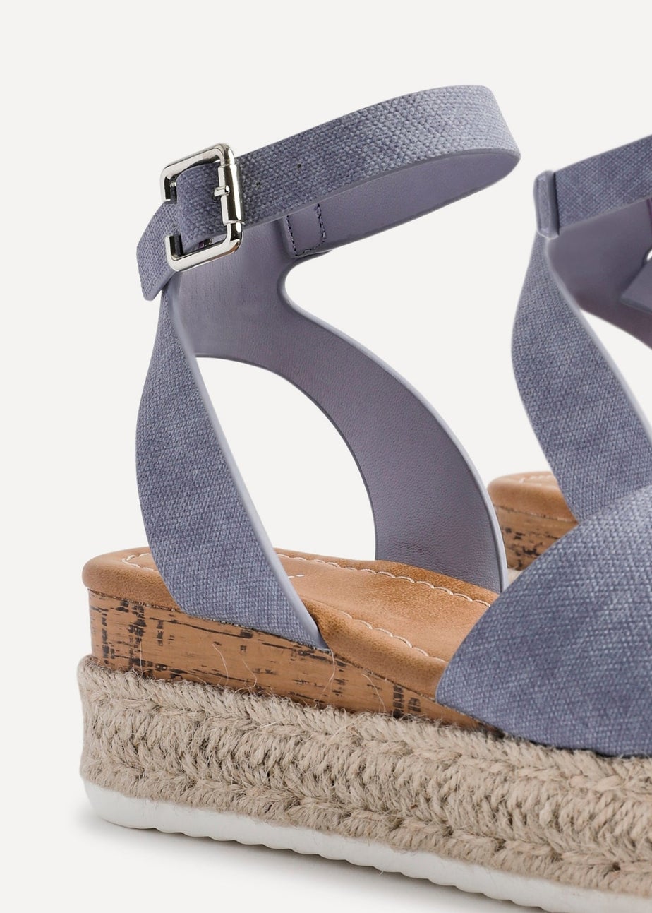 Linzi Paradise Blue Nubuck Espadrille Flatform Sandals
