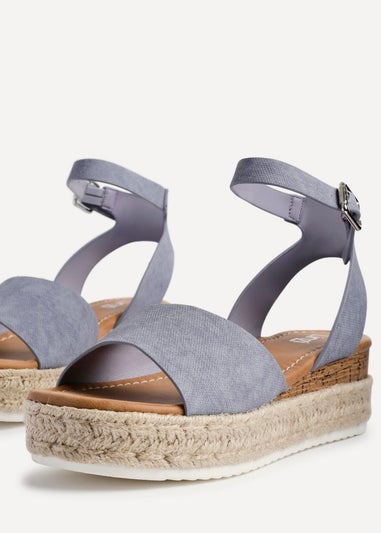 Linzi Paradise Blue Nubuck Espadrille Flatform Sandals