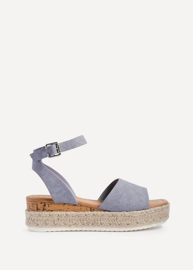 Linzi Paradise Blue Nubuck Espadrille Flatform Sandals