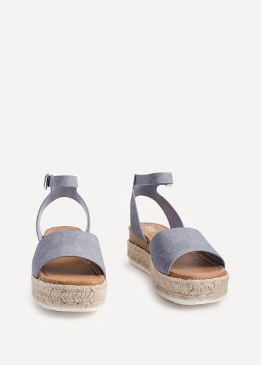 Linzi Paradise Blue Nubuck Espadrille Flatform Sandals