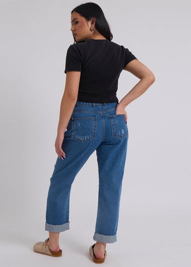 Urban Bliss Blue Ripped Mom Jean