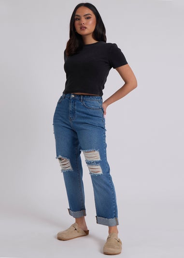 Urban Bliss Blue Ripped Mom Jean