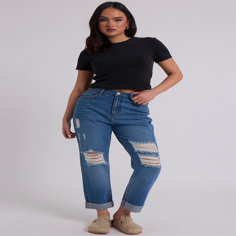 Urban Bliss Blue Ripped Mom Jean