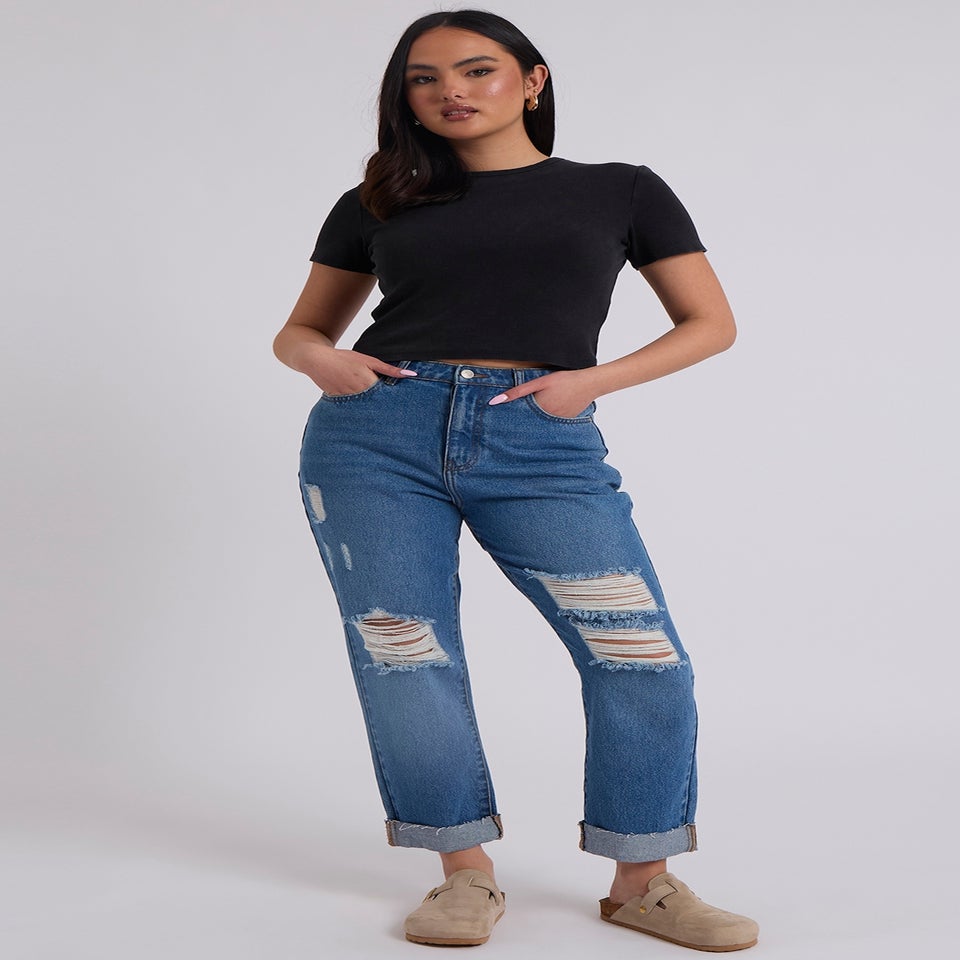 Urban Bliss Blue Ripped Mom Jean