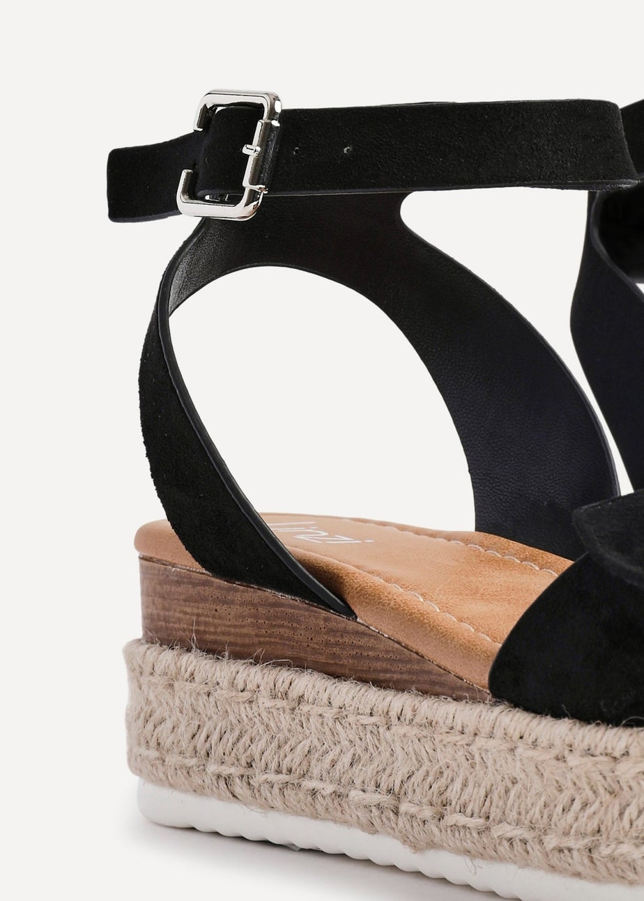 Linzi Cupid Black Flatform Espadrille Inspired Sandal
