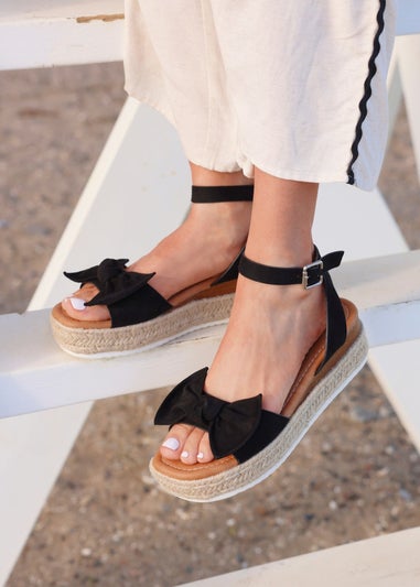 Linzi Cupid Black Flatform Espadrille Inspired Sandal