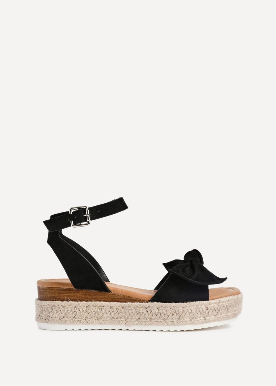 Linzi Cupid Black Flatform Espadrille Inspired Sandal