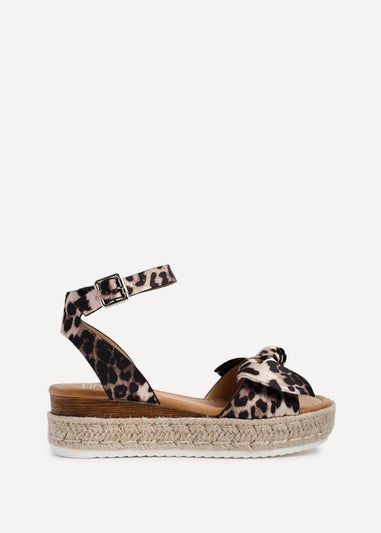 Linzi Cupid Leopard Print Flatform Espadrille Inspired Sandal