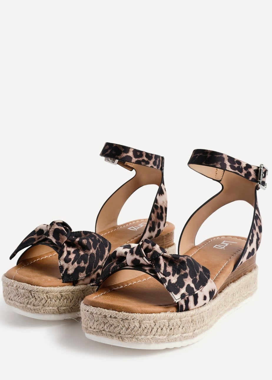Linzi Cupid Leopard Print Flatform Espadrille Inspired Sandal