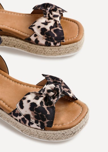Linzi Cupid Leopard Print Flatform Espadrille Inspired Sandal