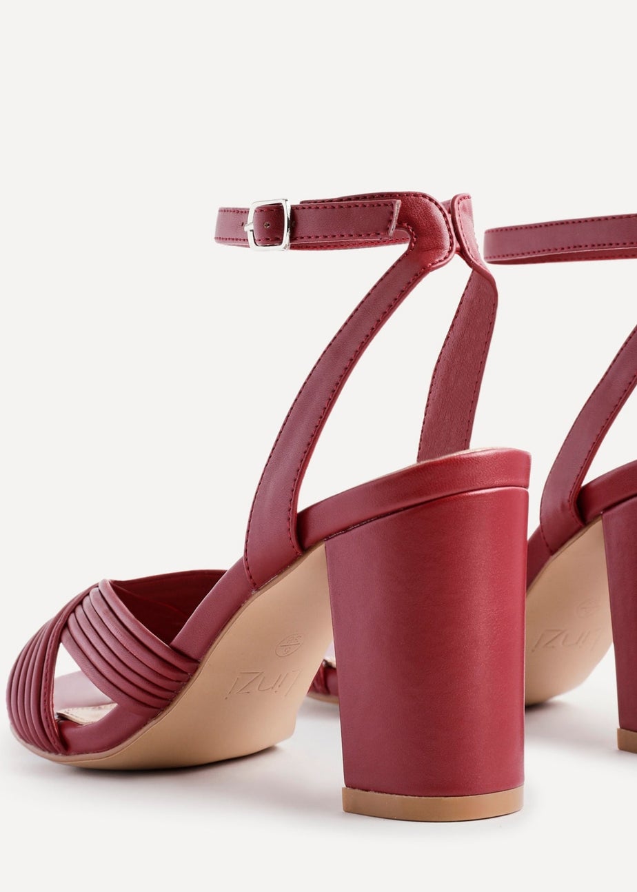 Linzi City Burgundy Faux Leather Block Heel