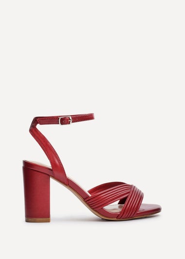 Linzi City Burgundy Faux Leather Block Heel
