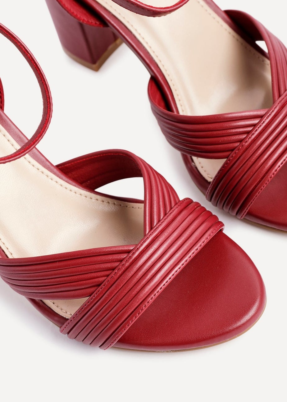 Linzi City Burgundy Faux Leather Block Heel