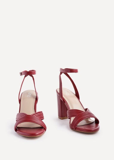 Linzi City Burgundy Faux Leather Block Heel