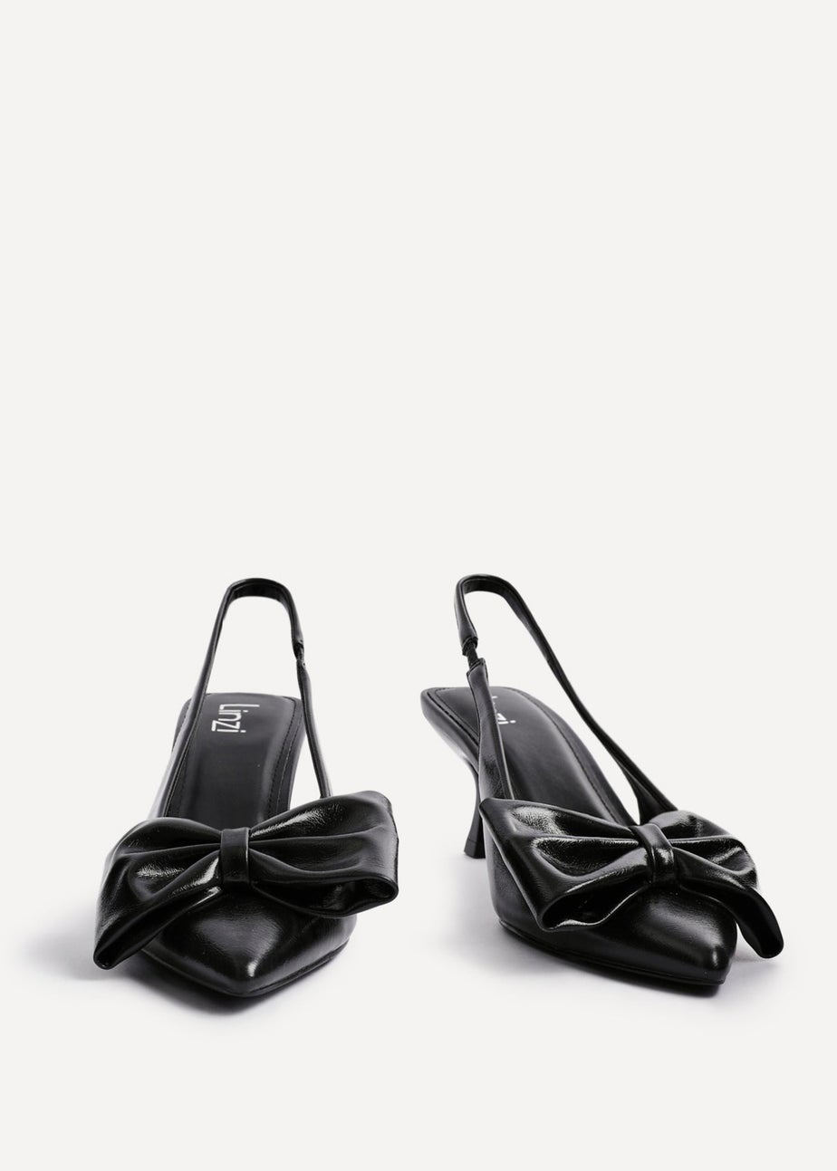 Linzi Merlot Black Faux Leather Slingback Court Heels