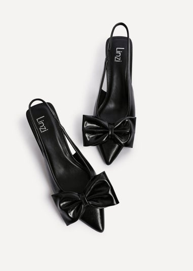 Linzi Merlot Black Faux Leather Slingback Court Heels