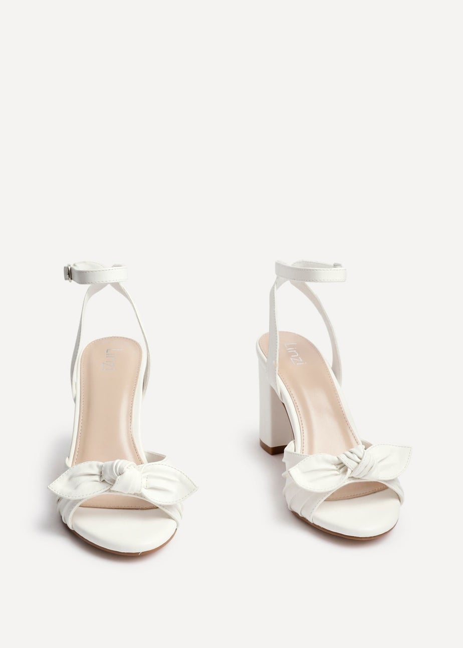 Linzi Darling White Faux Leather Heeled Sandals